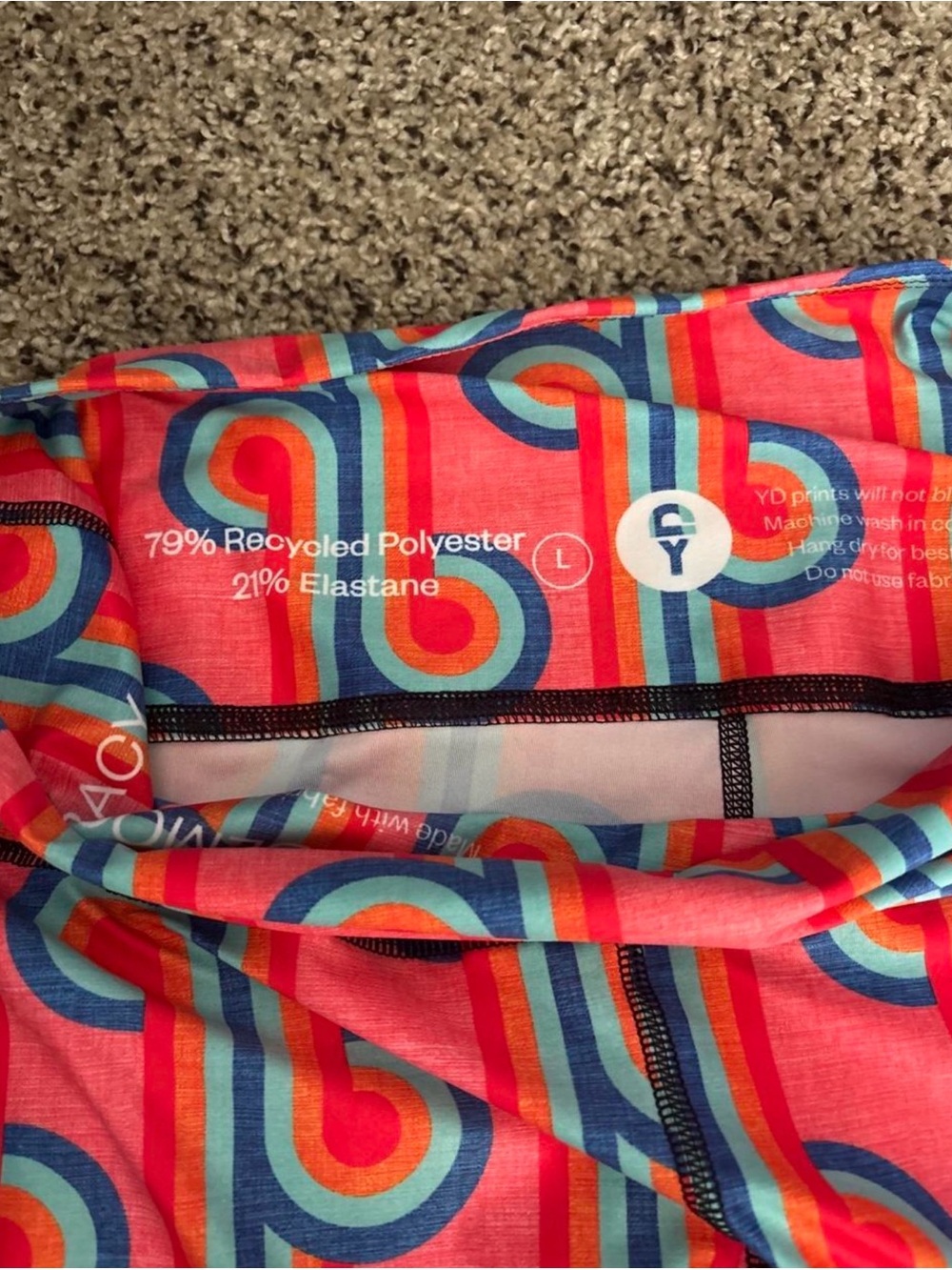 Yoga Democracy High-Rise Pink Rainbow Print Bellbottom Flare Pants Size L - Picture 5 of 6